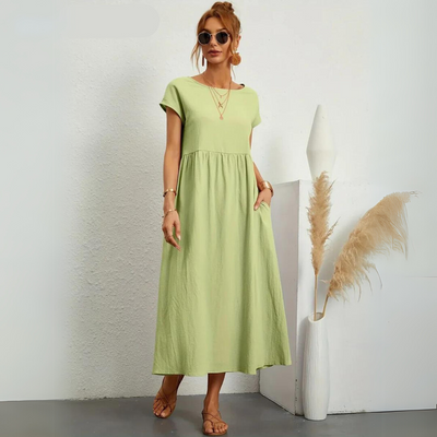 Isla - Robe Midi Décontractée en Coton